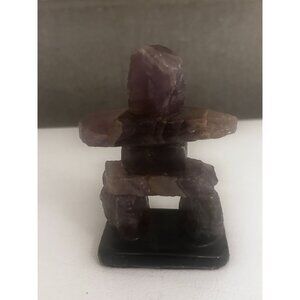 Inukshuk Amethyst Canadian Thunder Bay Carved Stone Figure Statue